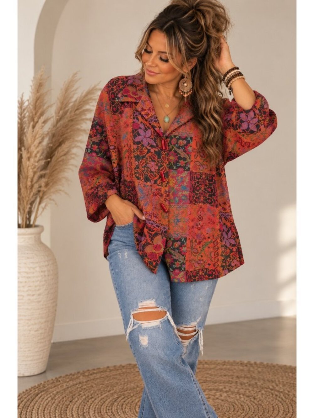 TravelSmith Womens Medium Tapestry Patchwork Floral USA Jacket